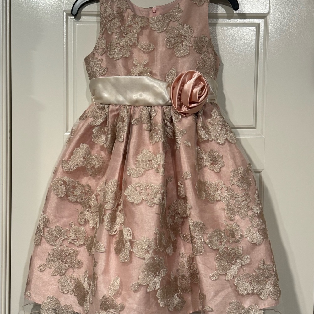 Jayne Copeland Pink and Gold Floral Dress